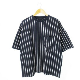 【中古】ニコアンド Niko and.. Tシャツ カットソー クルーネック 半袖 オーバーサイズ ゆったり リラクシー ルーズ ストライプ M 紺 ネイビー /CK3 ☆ メンズ 【ベクトル 古着】 240322