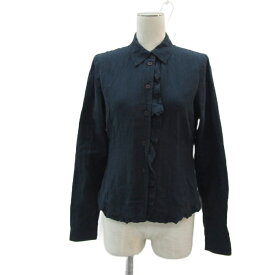 【中古】フセインチャラヤン Hussein Chalayan ブラウス シャツ 40 M ネイビー 紺色 フリル 長袖 /YS35 ■GY61 レディース 【ベクトル 古着】 251213