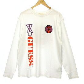 【中古】未使用品 ゲス GUESS 19AW GUESSx88RISING GUE88RISING Tシャツ 長袖 クルーネック ロンT コットン オーバーサイズ ロゴ バックプリント L 白 ホワイト トップス メンズ 【ベクトル 古着】 231124