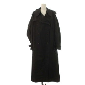 【中古】キャサリンハムネットロンドン KATHARINE HAMNETT LONDON トレンチコート ロング コットン100% アウター M 黒 ブラック /DK レディース 【ベクトル 古着】 230303