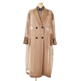 【中古】未使用品 サカイ sacai 23SS Chalk Stripe Coat ステンカラーコート ストライプ レイヤード風 ストライプ 2 茶 ブラウン 23-06537 レディース 【ベクトル 古着】 230518