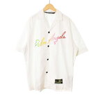 【中古】パームエンジェルス PALM ANGELS Miami Bowling Shirt ボーリングシャツ 開襟 半袖 プリント 46 白 ホワイト PMGA087S21FAB001 メンズ 【ベクトル 古着】 230825