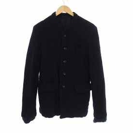 【中古】コムデギャルソンオムプリュス COMME des GARCONS HOMME PLUS AD2022 22AW nomad期 縮絨 ノーカラージャケット ウール M 黒 ブラック PJ-J046 /KH メンズ 【ベクトル 古着】 231124