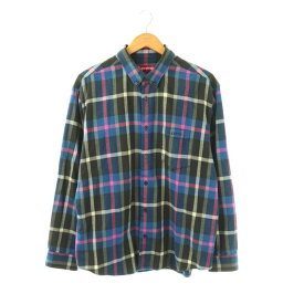 【中古】シュプリーム SUPREME 23AW Plaid Flannel Shirt シャツ チェック柄 長袖 コットン M 青 黒 ピンク 白 /NR ■OS ■SH メンズ 【ベクトル 古着】 260330