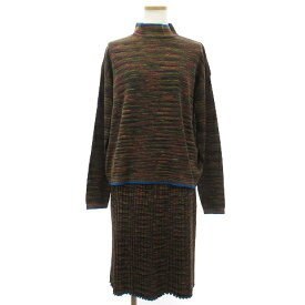 【中古】ミッソーニ MISSONI 美品 ニット セットアップ 上下 スカート セーター ハイネック 長袖 ひざ丈 ウール マルチカラー 42 レディース 【ベクトル 古着】 231117