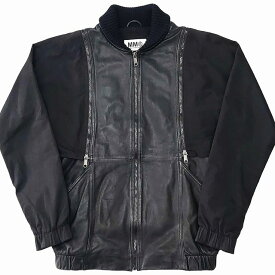 【中古】エムエムシックス メゾンマルジェラ MM6 Maison Margiela 08AW ここのえ期 2WAY レザージャケット ライダーズ ベスト ブルゾン ブラック 44 XXL相当 0106 レディース 【ベクトル 古着】 240109