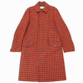 【中古】マルニ MARNI 17AW ステンカラーコート ロング 千鳥柄 チェック イタリア製 茶 オレンジ 赤 44 0331 メンズ 【ベクトル 古着】 240409