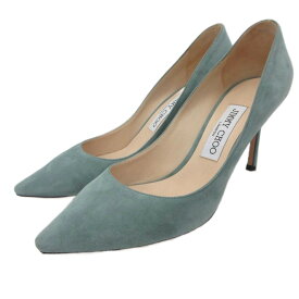 【中古】ジミーチュウ JIMMY CHOO 美品 パンプス ポインテッドトゥ ハイヒール ピンヒール スエード 37 1/2 24.5cm ライトグリーン レディース 【ベクトル 古着】 251027