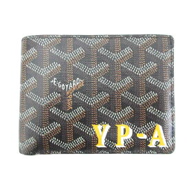 【中古】ゴヤール GOYARD ゴヤール サン トマ 美品 2つ折り財布 ウォレット ヘリンボーン柄 PVC レザー 黒 ブラック 茶 ブラウン マルチカラー メンズ 【ベクトル 古着】 260528