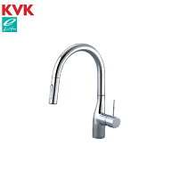 《あす楽対応》 KVK シングルシャワー付混合栓 eレバー KM6061EC めっき 本体取付穴35〜39 台付1穴シング…
