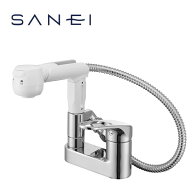 《あす楽対応》 SANEI シングルスプレー混合栓 K37100-W 洗髪用 共用形 引出しホース 洗面 一般地 SANEI …
