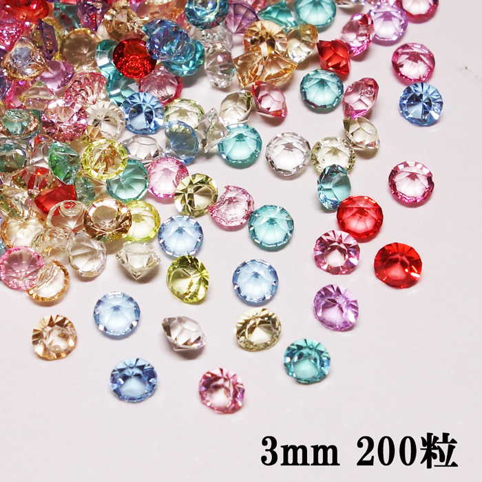楽天市場】カラフルMIXラインストーン【200粒】3mm ダイヤモンド型 V