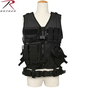 クーポンで15%OFF★ROTHCO ロスコ M.O.L.L.E. CROSS DRAW TACTICAL ベスト ブラック サヴァイバルゲームに最適で多機能 メンズ ミリタリー アウトドア タクティカルベスト フィッシングベスト ミリタリ