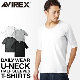 ポイント10倍！AVIREX アビレックス デイリー ミリタリーシャツ メンズ インナー 半袖 ミリタリー ハーフスリーブ Tシャツ Uネック デイリーウエア 5分袖 [6143508] アヴィレックス ブランド【クーポン対象外】【7834934024】【T】春 プレゼント ギフト