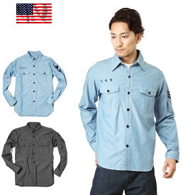 今なら20%OFF★ ミリタリー ミリタリーシャツ 新品 米軍 U.S.NAVY ダンガリーシャツ L/S ステンシル メンズ アウトドア [RESA]【クーポン対象外】アウトレット【T】WAIPER 春 プレゼント ギフト 父の日