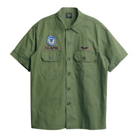 【あす楽】ALPHA INDUSTRIES アルファインダストリーズ TS5110 コットンリップストップ ユーティリティー 半袖シャツ｜ミリタリーシャツ ワークシャツ メンズ トップス カジュアル アメカジ おしゃれ ブランド ワンポイント【T】 秋 冬 送料無料 セール sale