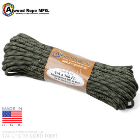 【あす楽】ATWOOD ROPE MFG. アトウッド・ロープ パラコード 1/4×100フィート ユーティリティコード MADE IN USA 靴ひも テント タープ ロープ アウトドア キャンプ【クーポン対象外】メンズ ミリタリー アウトドア ブランド スポーツ 新【T】春 プレゼント