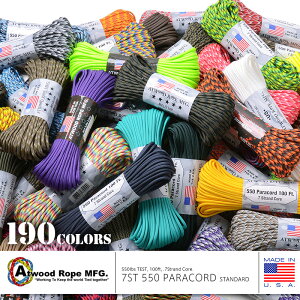 �y�ŒZ���������zATWOOD ROPE MFG. �A�g�E�b�h�E���[�v 7Strand 550Lbs �p���R�[�h 100�t�B�[�g MADE IN USA�y9�z30m �e���g �^�[�v �h�� ���ϋv �A�E�g�h�A �L�����v �T�o�C�o���y�N�[�|���ΏۊO�z�����Y 