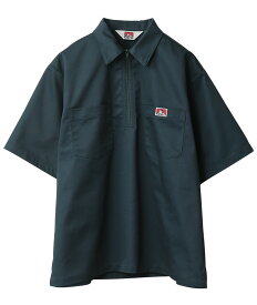 【最短即日発送】BEN DAVIS ベンデイビス ND-26580025 1/2 ZIP S/S SHIRT ハーフジップ シャツ【クーポン対象外】【T】｜トップス メンズ ワークシャツ 半袖 カジュアル アメカジ ポリエステル コットン 混紡 軽量 デイリー きれいめ 春夏 XL