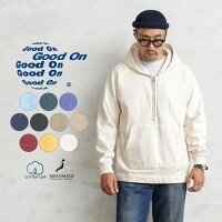 Good On グッドオン GOBW-1610 L/S Rough 1/2ジップ プルオーバー フードスウェットシャツ 日本製
