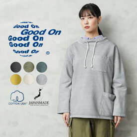 クーポンで最大15%OFF★【あす楽】Good On グッドオン GOBW-2103 TERRY SMOCK テリースモック レディース 日本製【Sx】【T】｜トップス スウェット トレーナー 長袖 ゆったり 大きいサイズ ポケット付き 無地 ブランド おしゃれ かわいい