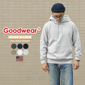 クーポンで最大15%OFF★【あす楽】 Goodwear グッドウェア 2W7-0519 USAコットン プルオーバー パーカー【T】｜スウェットパーカー フーディー フード メンズ トップス 綿100% コットン 12オンス ヘビーオンス ブランド おしゃれ 大きいサイズ 黒 白 グレー 秋 冬 父の日