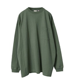 【あす楽】クーポンで最大15%OFF★Goodwear グッドウェア 2W7-0502 USAコットン SUPER BIG ロングスリーブ ポケットTシャツ【T】｜カットソー メンズ トップス クルーネック 長袖 無地 綿100% コットン 大きいサイズ ビッグシルエット ブランド おしゃれ 黒 白 グレー