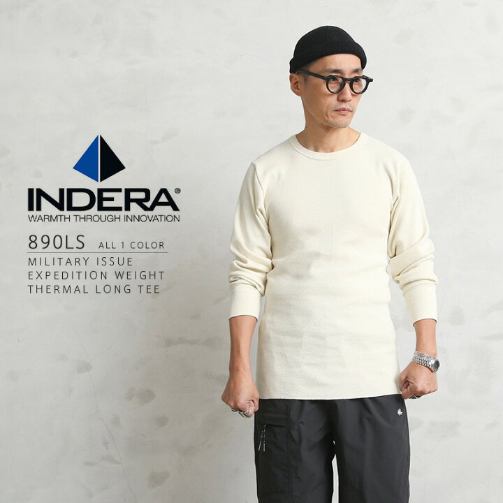 クーポンで最大18%OFF☆【あす楽】INDERA MILLS インデラミルズ 890LS EXPEDITION WEIGHT ミリタリー サーマル NATURAL【T】|トップス インナー ワッフル Tシャツ カットソー 長袖 ロンt クルーネック ブランド おしゃれ 大きいサイズ 保温 防寒 暖かい 綿100 ... 古着 サーマル ワッフル ロンT タグ付きデッドストック ユニセックス 黒 夏