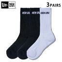 ☆【メーカー取次】NEW ERA ニューエラ ソックス クルー3ペア マルチ 14518178【クーポン対象外】【R】｜クルーソックス 靴下 くつした メンズ レディース ブランド カジュアル おしゃれ ロゴ ワンポイント ネイビー 黒 白 ギフト