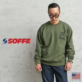 クーポンで最大15%OFF★【あす楽】 SOFFE ソフィー D0024218 U.S.M.C. MARINE CORPS トレーニング スウェットシャツ MADE IN USA【T】｜メンズ レディース OLIVE カーキ 大きめ ビッグサイズ ワンポイント ロゴ おしゃれ デザイン WAIPER 送料無料 セール sale