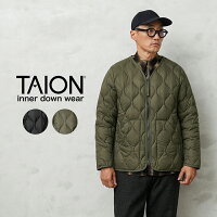 TAION タイオン TAION-101ALSZML-1 MILITARY LINE ソフトシェル VネックWジップ ダウンジャケット