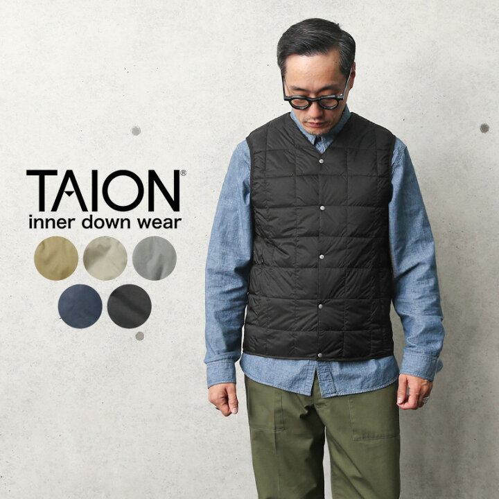 【あす楽】TAION タイオン TAION-001 Vネック インナーダウンベスト MENS【Sx】【T】｜ 保温 防寒 アウター  ノースリーブ メンズ ブラック 黒 薄手 おしゃれ シンプル デザイン セール sale 送料無料 春 ミリタリーショップWAIPER