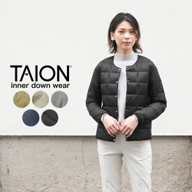 クーポンで最大15%OFF★【あす楽】 TAION タイオン TAION-104 クルーネック インナーダウンジャケット WOMAN【B3】【Sx】【T】｜保温 防寒 アウター レディース ブラック 黒 薄手 おしゃれ シンプル デザイン 秋 冬 送料無料 セール sale