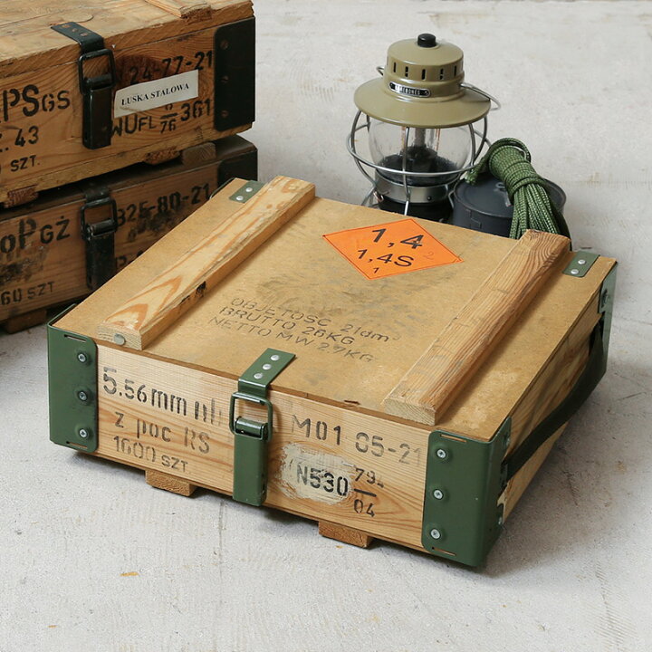 楽天市場】実物 USED ポーランド軍 アンモボックス ウッド メタル 