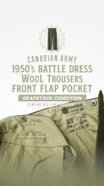 実物 新品 デッドストック カナダ軍 BATTLE DRESS（バトルドレス）ウール トラウザーズ フロントフラップポケット