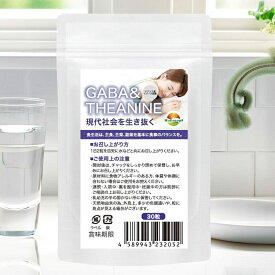GABA テアニン サプリメント 30粒 約15日分 GABA200mg テアニン200mg ダブル配合 ギャバ 日本製 健康食品 WAKASUGI