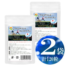 グルコサミン＆コンドロイチン60粒【2袋セット計120粒】プロテオグリカン新配合　8粒当たり　グルコサミン1600mg配合　コンドロイチン200mg配合　非変性II型コラーゲン 非変性プロテオグリカン　3120μg配合