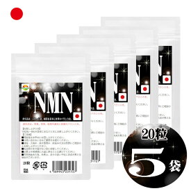 NMN サプリメント　20粒 5袋セット計100粒　日本製 限界への挑戦 純度99.9％ 国産ニコチンアミドモノヌクレオチド使用 1粒250mgあたりNMN50mg配合 1袋にNMN1000mg配合