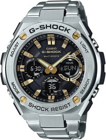 【GST-W110D-1A9JF】CASIO　カシオ　腕時計　G-STEEL　ジースティール　ソーラー　電波ソーラー　アナログ　デジタル　アナデジシルバー　ブラック　ゴールド　メンズ