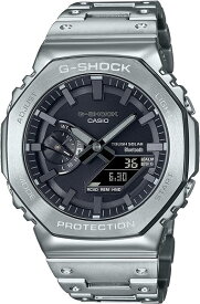【GM-B2100D-1AJF】CASIO　カシオ　腕時計　G-SHOCK　ジーショック　2100 Seriesタフソーラー　モバイルリンク　Bluetooth　ステンレスベゼル　八角形　ガンメタ　アナログ　デジタル　アナデジ　メンズ　シルバー