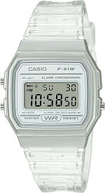 【F-91WS-7JH】CASIO　カシオ　腕時計　STANDARD　スタンダード　シンプル　デジタル　ホワイト　クリア
