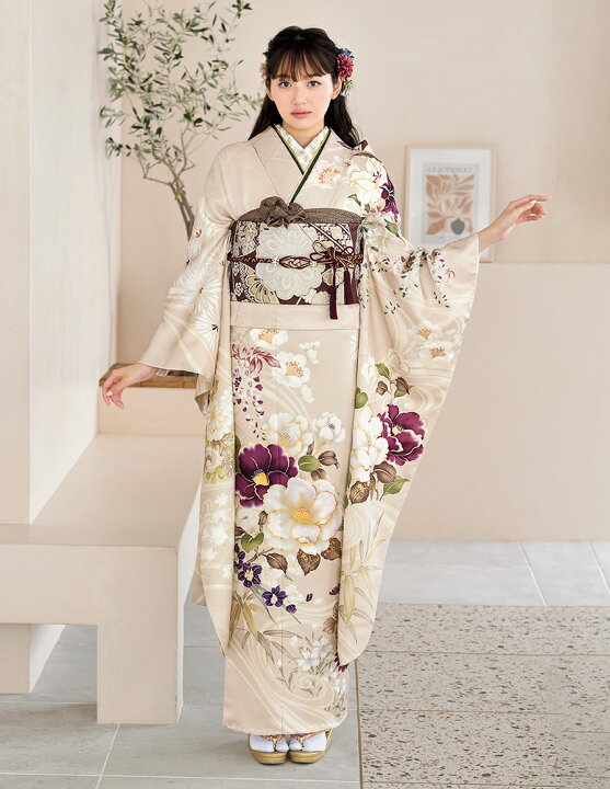 楽天市場】振袖 販売 単品 成人式 ベージュ 古典 正絹 新品 振袖 