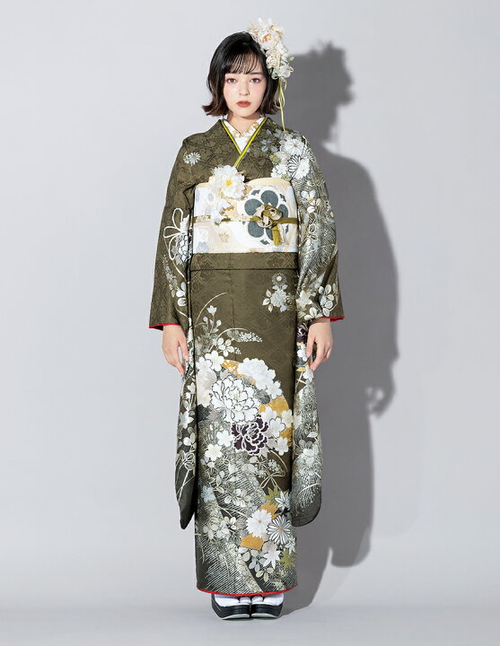 楽天市場】振袖 フルセット 値引き可 現品限り 正絹 SACRA 海松色 モス 