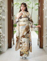 楽天市場】着物（カラーベージュ・種類（着物）振袖）（和服 