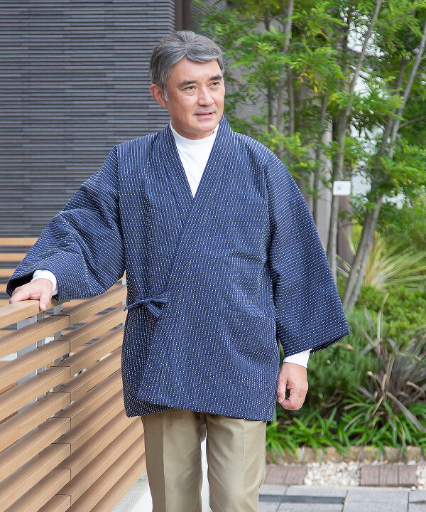 楽天市場】半天 日本製 刺子織作務衣式半纏 （さしこおりさむえしき 