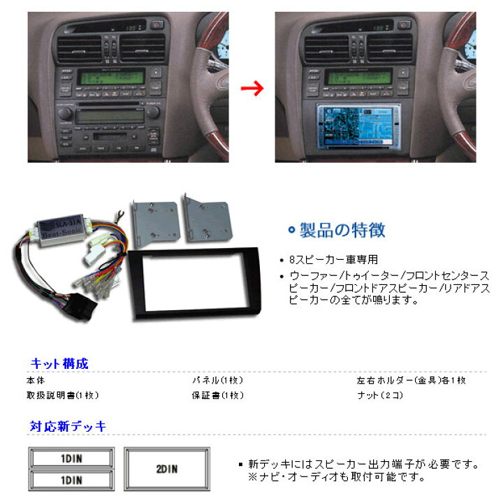 楽天市場】Beatsonic オーディオキット [アリスト JZS160 JZS161 H9/8 