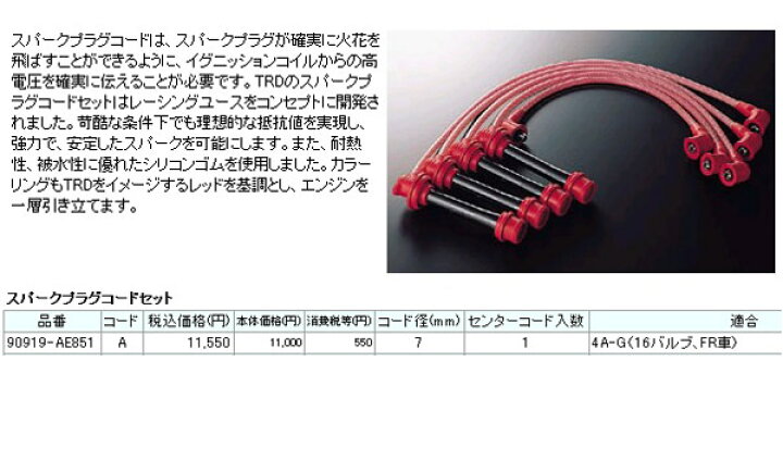 楽天市場】TRD スパークプラグコード [レビン/トレノ AE86] 新品 : web 