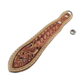 カービング レザー ベルトループ キーホルダー 本革 Dカン Hand Carved Leather Key Ring Keychain Handmade WILD HEARTS Leather&Silver(ID con06k4)