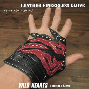 tBK[XO[u {v oCNpO[u Leather Fingerless Glove Arm Band Wrist Band WILD HEARTS Leather&SilveriID fg1249r37jza025
