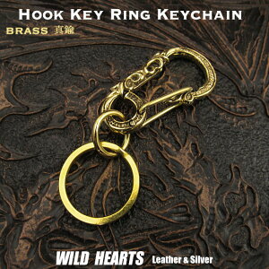 xgtbNL[z_[ L[tbN L[O ނjtbN ^J uX Hook Key Ring Keychain Brass WILD HEARTS Leather&Silver(ID kh4027k5)za008